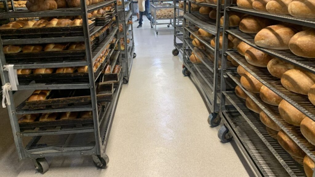 Seamless commercial kitchen flooring installed for a food service facility in Cherry Hill and Mount Laurel, NJ.